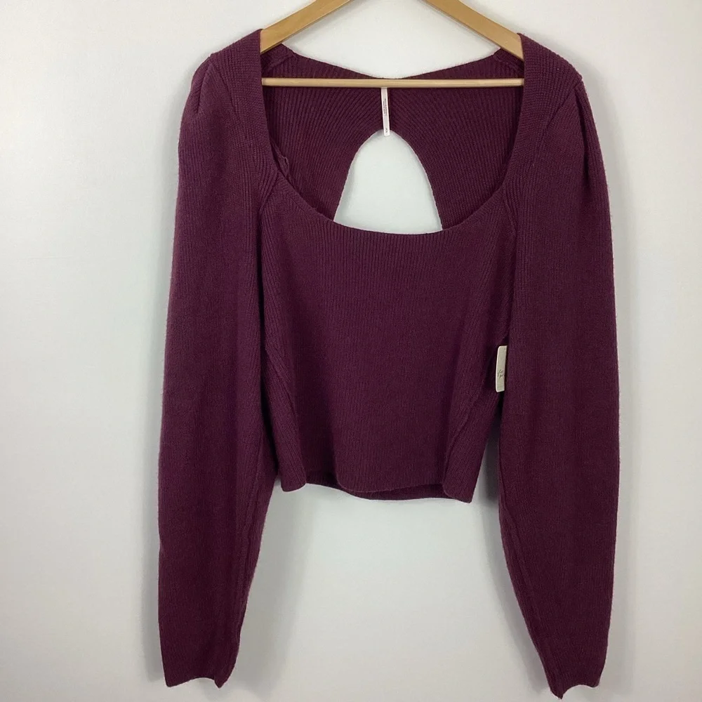 Free People Saffron Open Back Sweater Top Size Small NWT